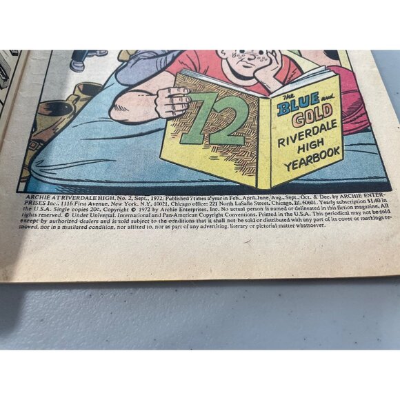 Archie Series Archie At Riverdale High #2 September 1972 Comic Bagged Boarded - Picture 3 of 6